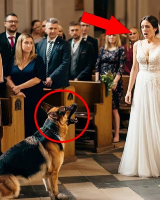A dog prevents the bride from advancing, a mysterious gesture that hides a deep warning