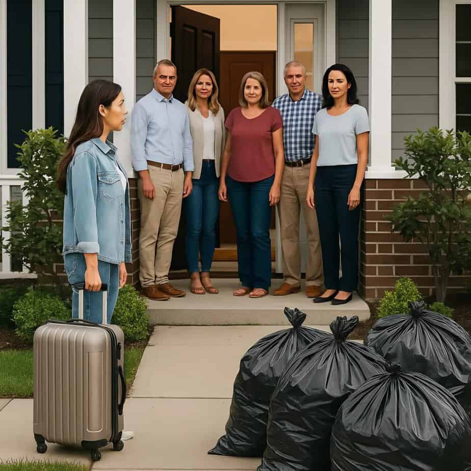 Coming back from a trip, I found my things in trash bags… but what I did next left them speechless