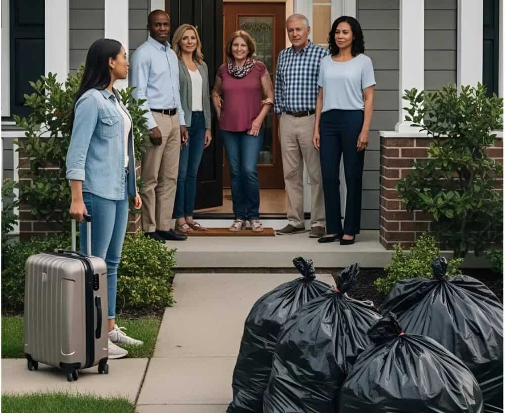 Coming back from a trip, I found my things in trash bags… but what I did next left them speechless