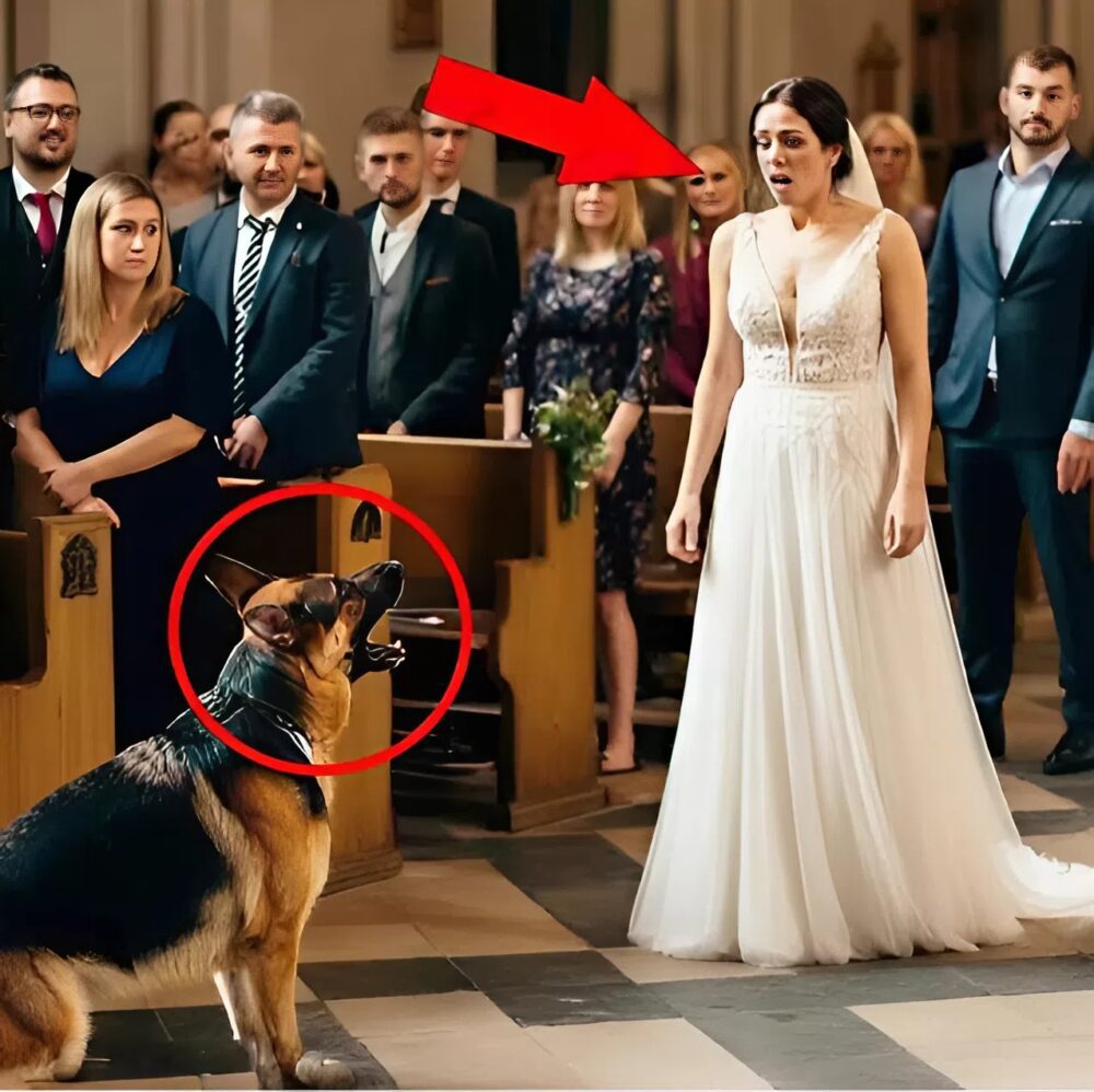 A dog prevents the bride from advancing, a mysterious gesture that hides a deep warning