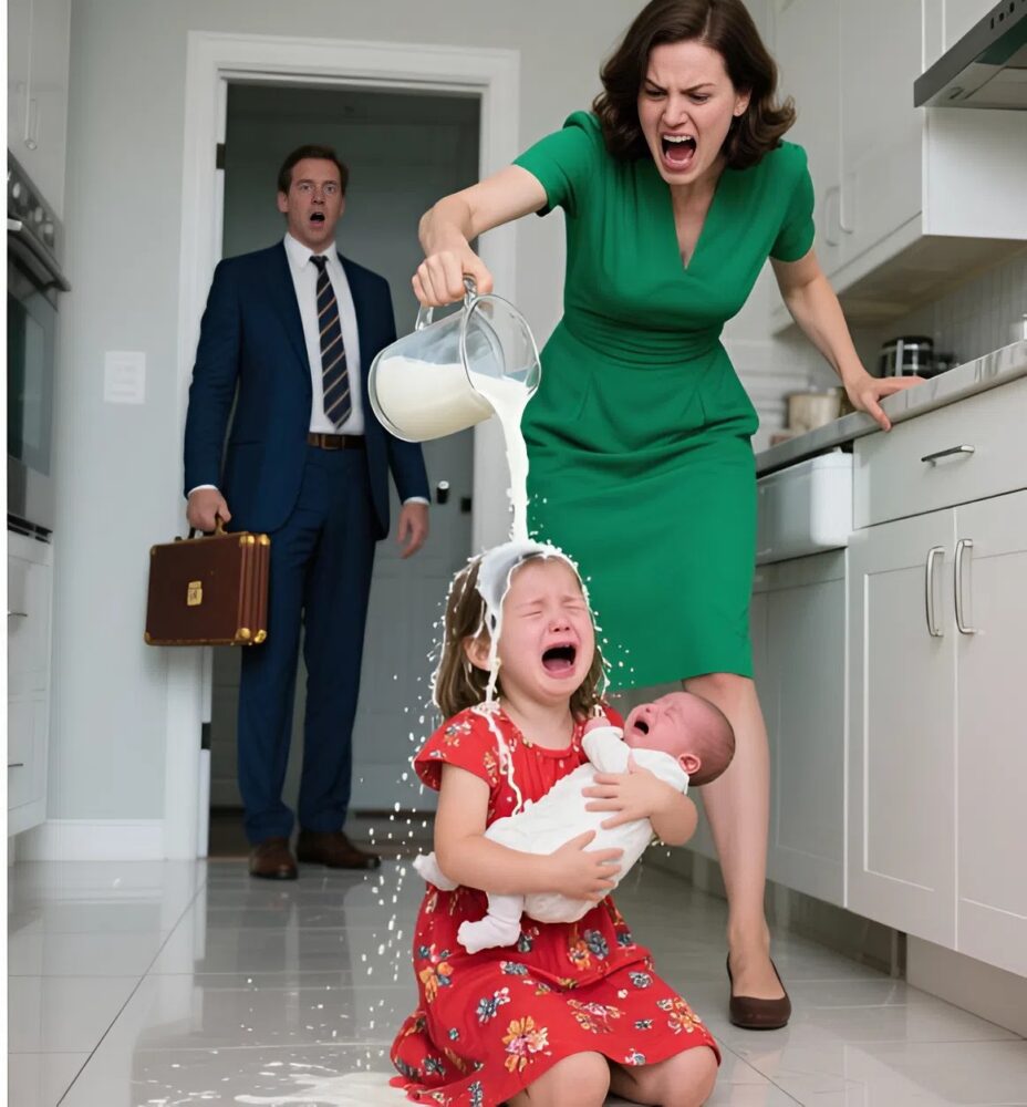 A millionaire was returning from London with gifts for his children — but when he opened the door and saw his mother-in-law pouring milk over his little girl’s head