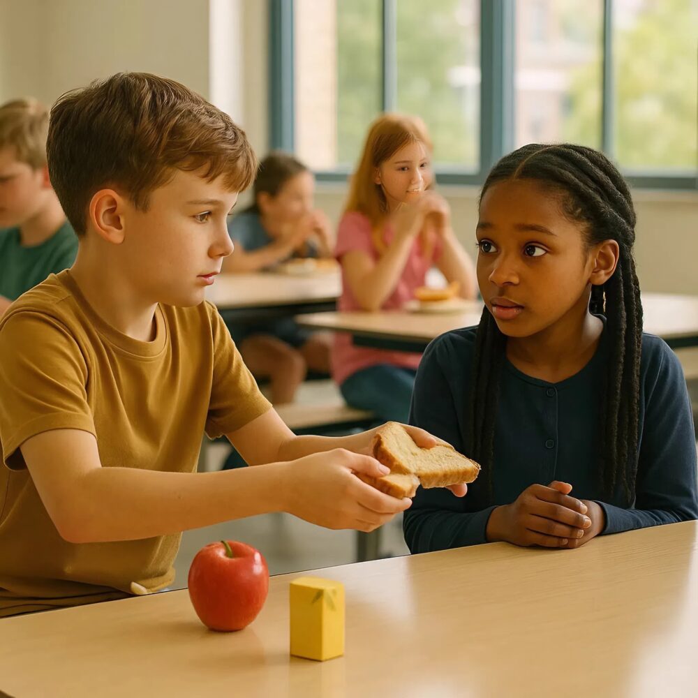 It was a lunch break like any other at school, but Tom noticed something that most of his classmates did not see