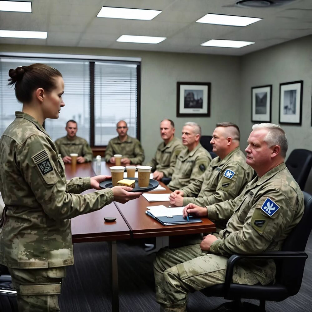She brought coffee to the meeting — But everything changed when the pilot noticed the patch on her sleeve...