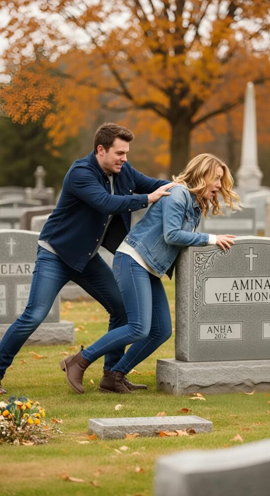 At the cemetery, Lucas pushed me against a tombstone, shouting, “This is your place!”