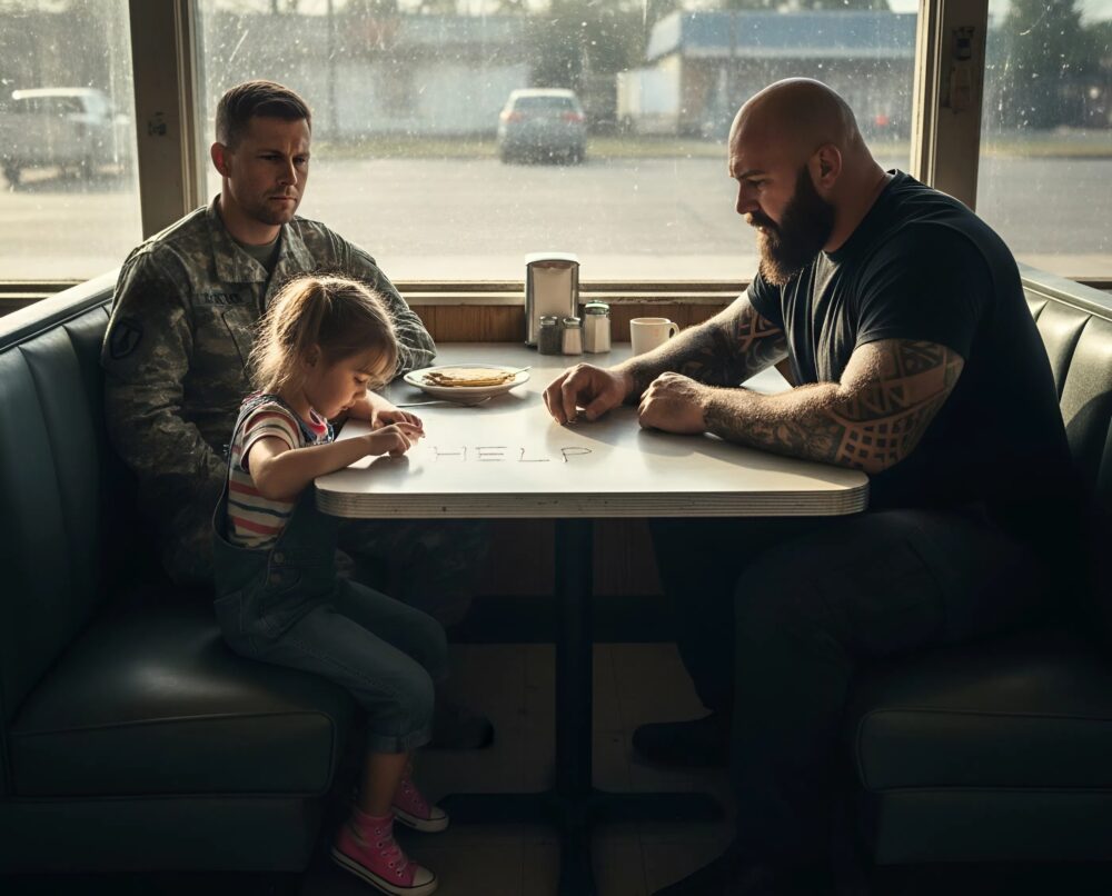 A soldier noticed a little girl writing "HELP" on her table — Moments later, the entire diner fell silent