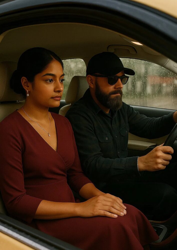 The husband decides to follow his wife by posing as a taxi driver, and what he discovers is a true shock to him