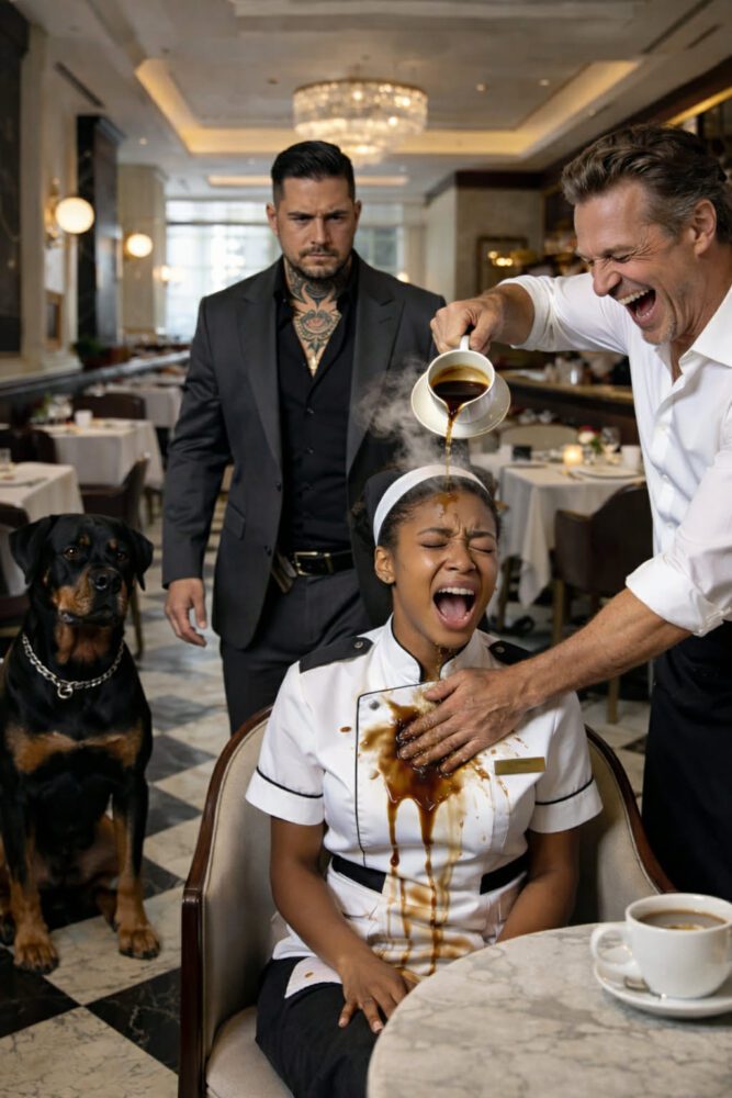 In a luxurious café, a spilled cup burns a waitress’s head, her sudden scream freezes the elite and shatters the calm