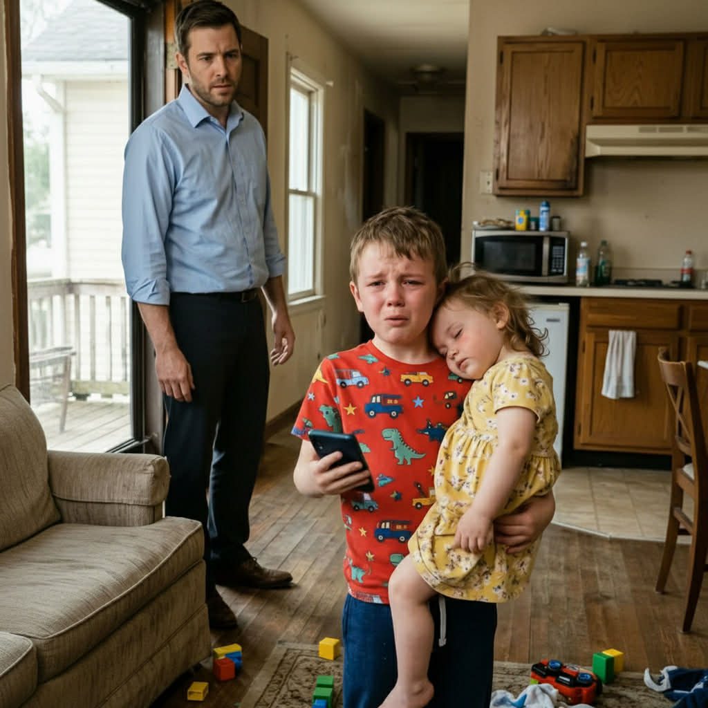 “Dad… we haven’t eaten for three days… and she isn’t waking up,” whispered the little boy — and when his father entered the house