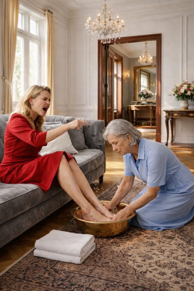 My son’s fiancée forced me to kneel and wash her feet in my own home