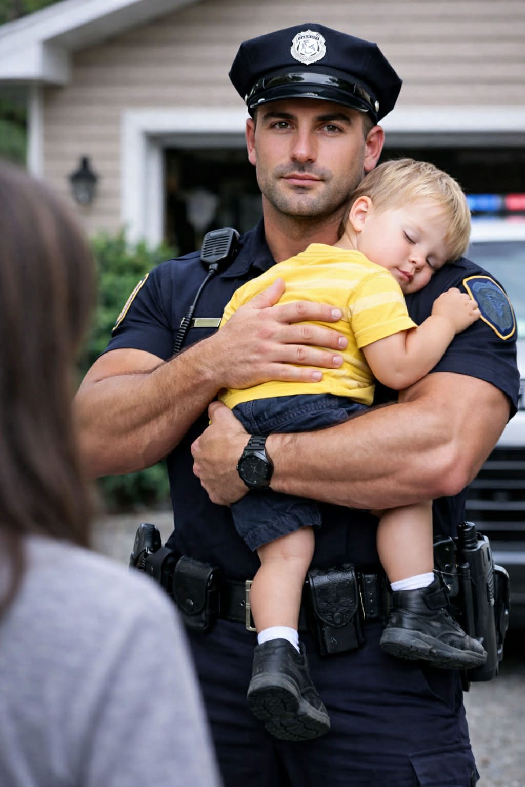 I was walking home when I met a police officer holding my son — and when I understood why, everything changed