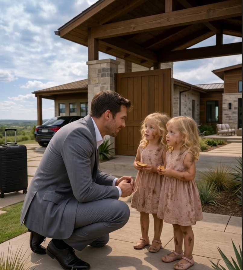 The millionaire was resting in his country villa when he discovered two twin girls in front of his door