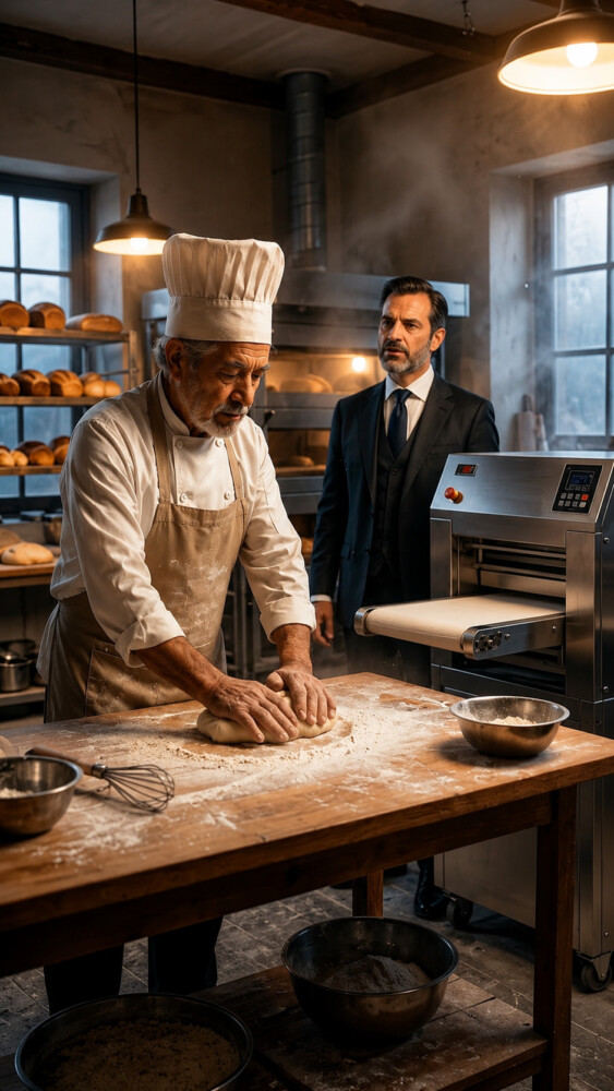 He had worked in a bakery for years until his boss bought a machine and replaced him with this device